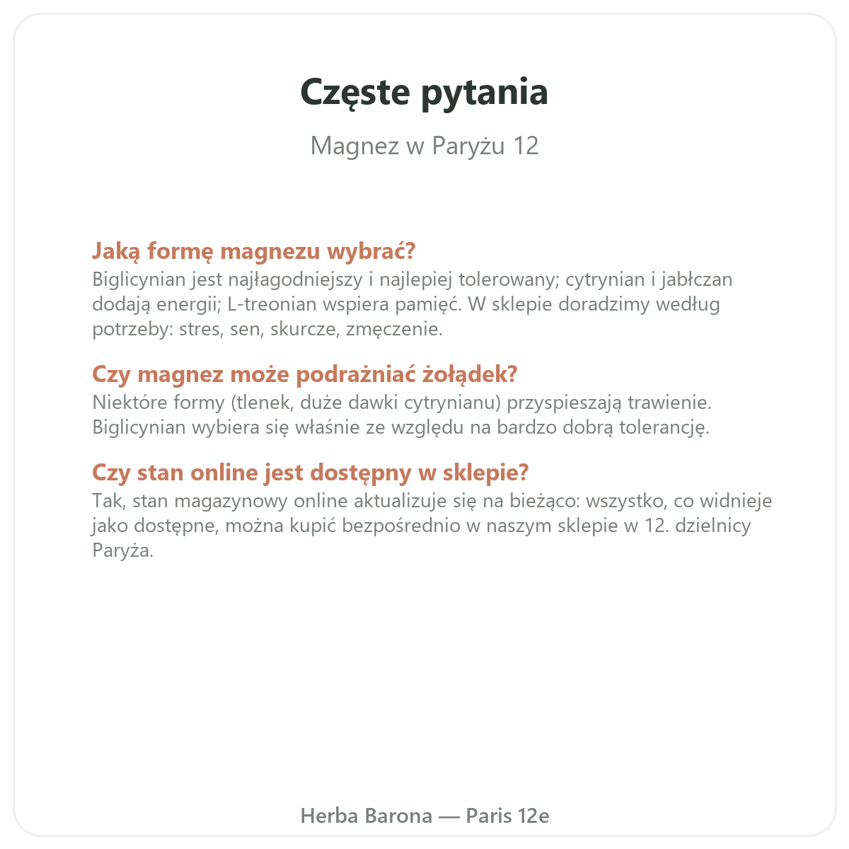 Najczęstsze pytania o magnez — dostawa do Polski — Herba Barona