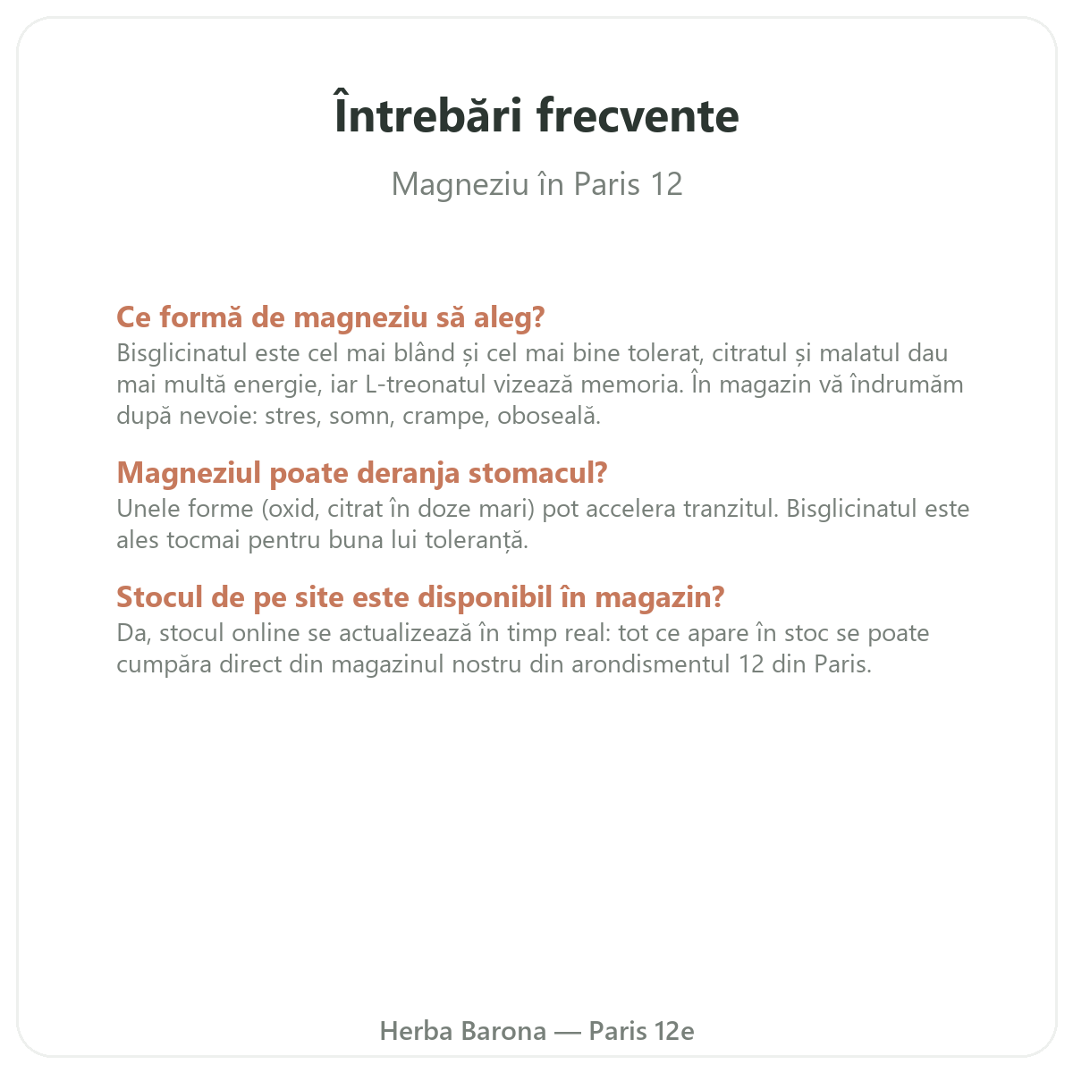 Questions frequentes Magnesium Paris a Paris - Herba Barona Paris 12e