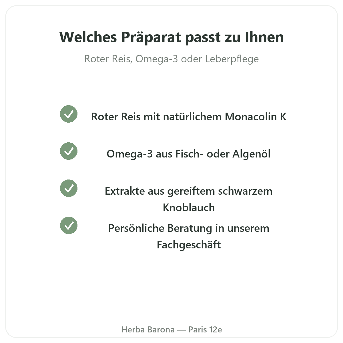 Präparate für die Fettstoffwechsel-Balance - wichtige Wirkstoffe bei Herba Barona Paris 12e
