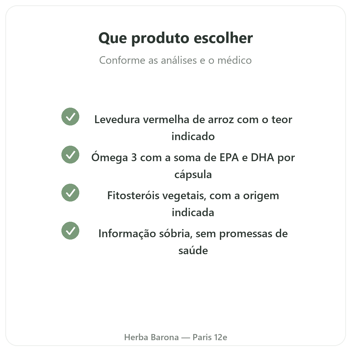 Suplementos para o equilíbrio lipídico - principais ativos a escolher na Herba Barona Paris 12e