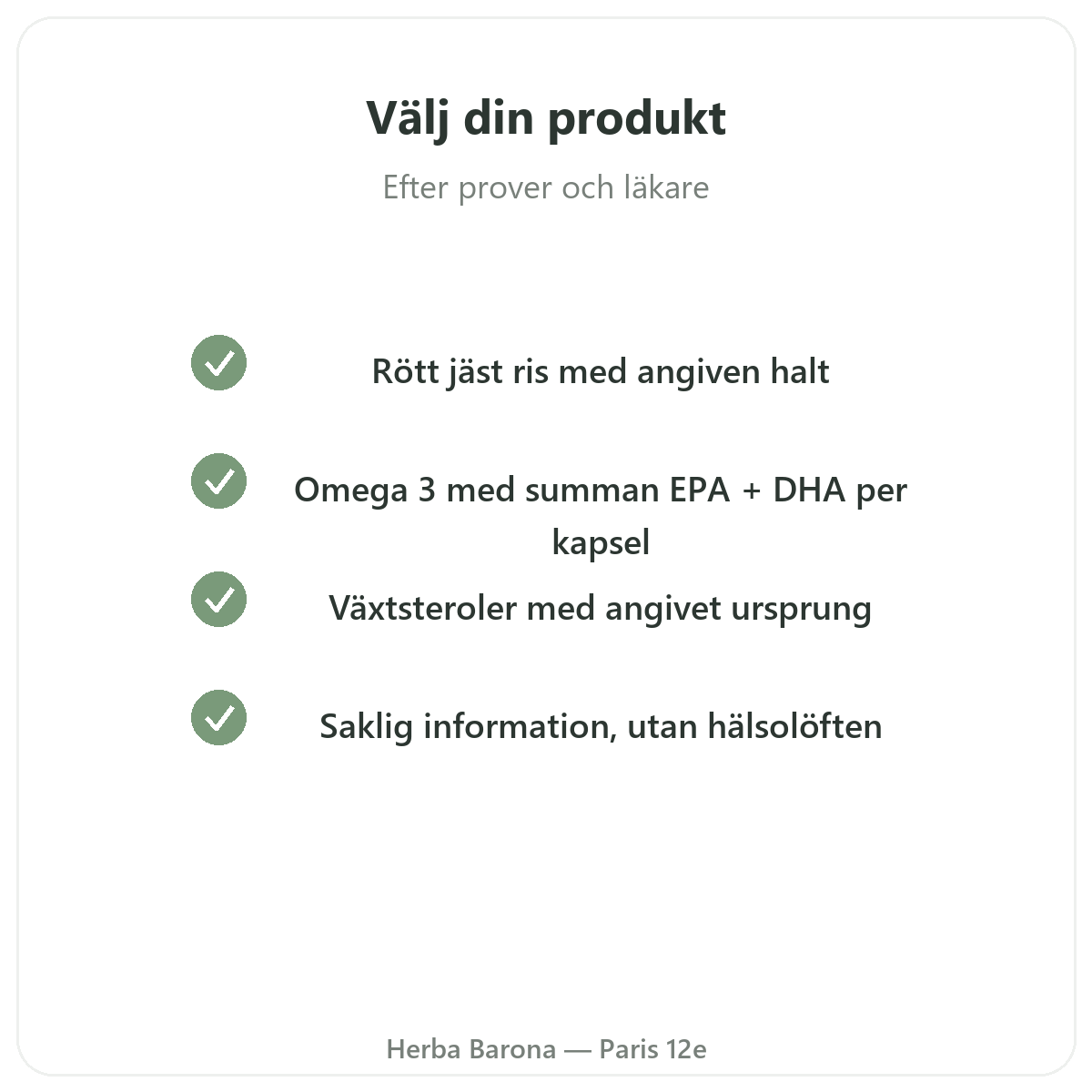 Kosttillskott för lipidbalans - viktiga aktiva ämnen att välja hos Herba Barona Paris 12e