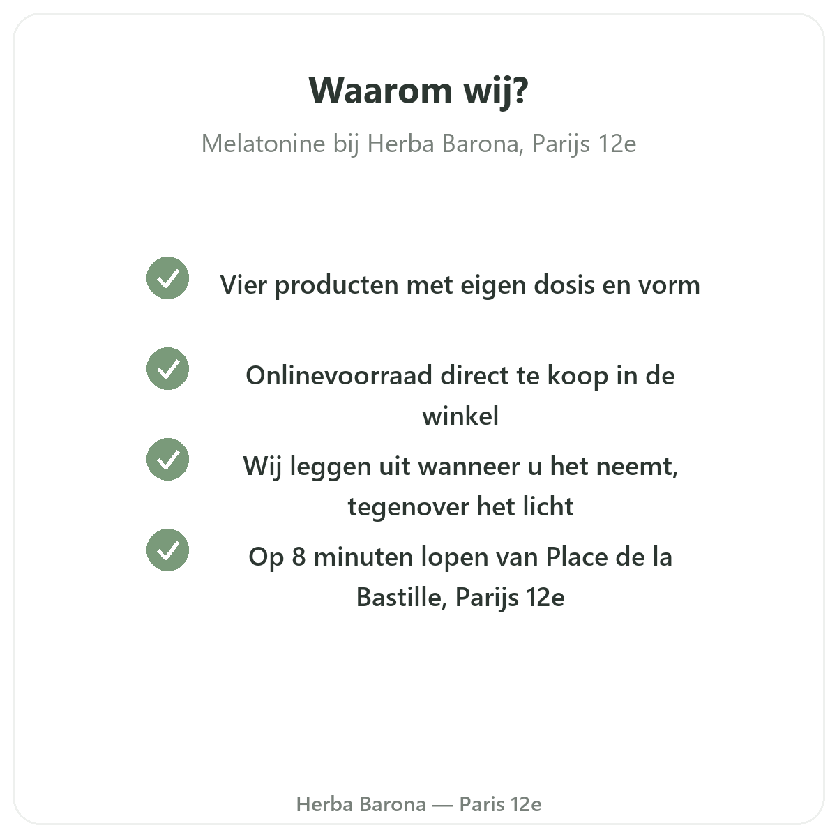 Waarom melatonine kopen bij Herba Barona in Parijs 12e