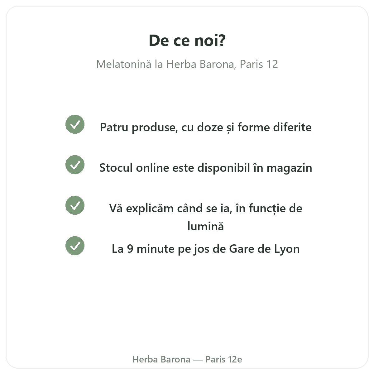 Pourquoi acheter Melatonine Paris a Paris chez Herba Barona Paris 12e