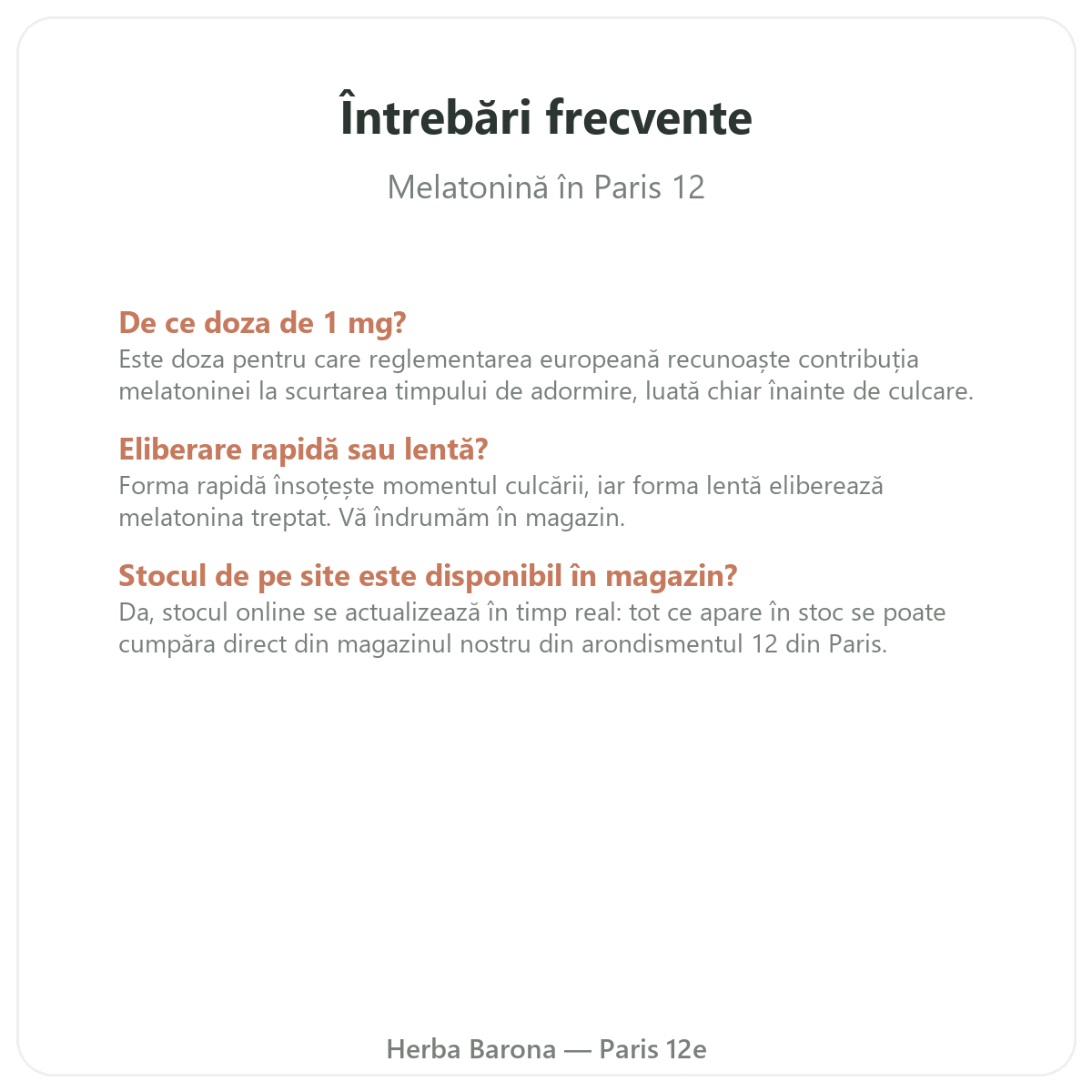 Questions frequentes Melatonine Paris a Paris - Herba Barona Paris 12e