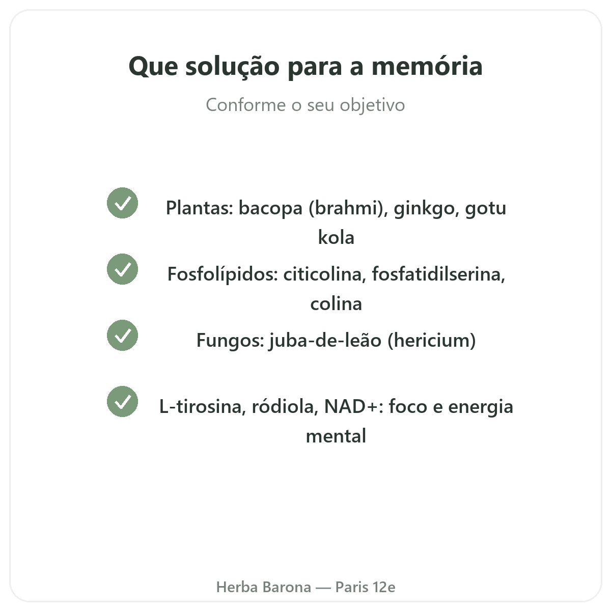 Memória concentração Paris - compromissos de qualidade na Herba Barona Paris 12e