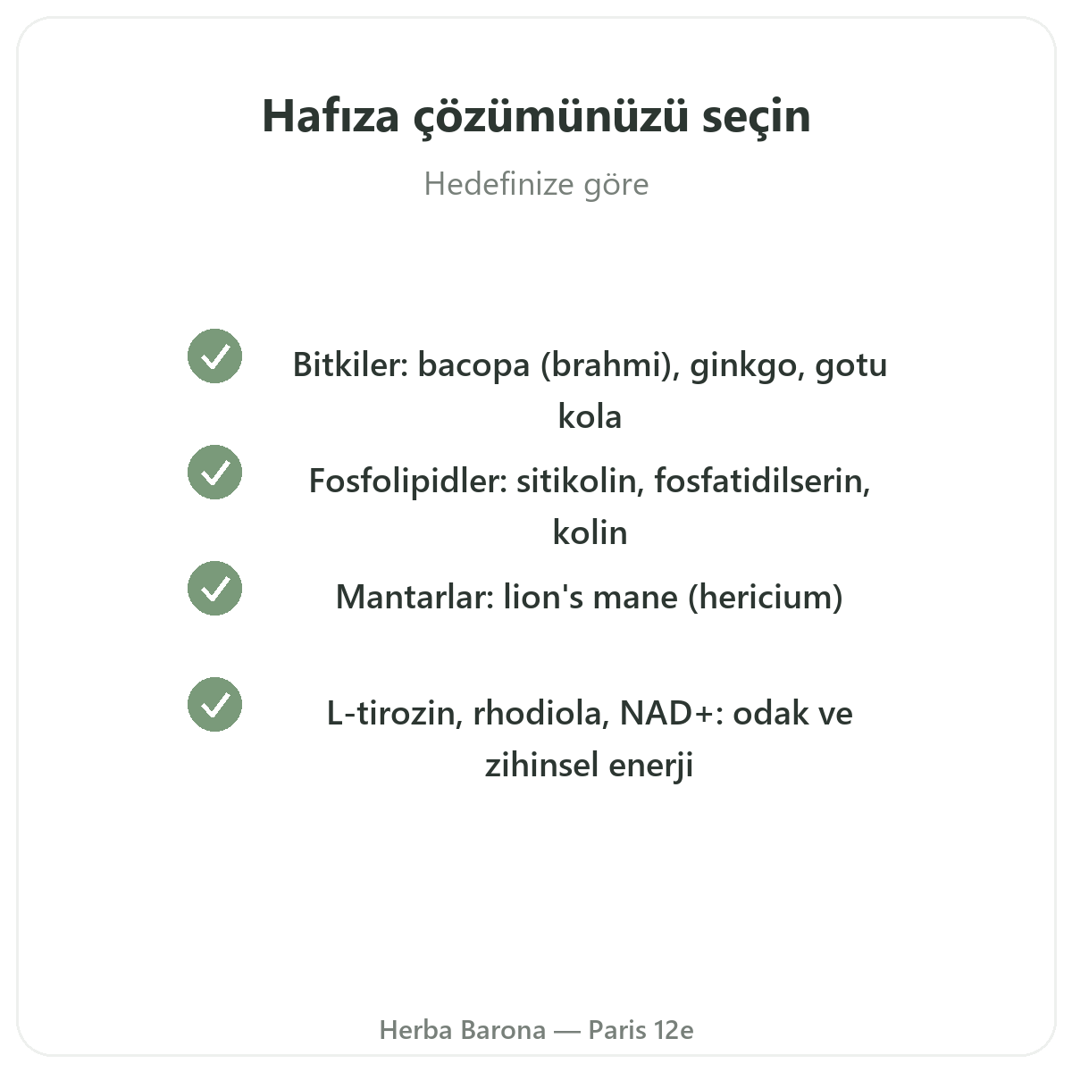 Paris’te hafıza ve konsantrasyon - Herba Barona Paris 12. bölgede kalite taahhütleri