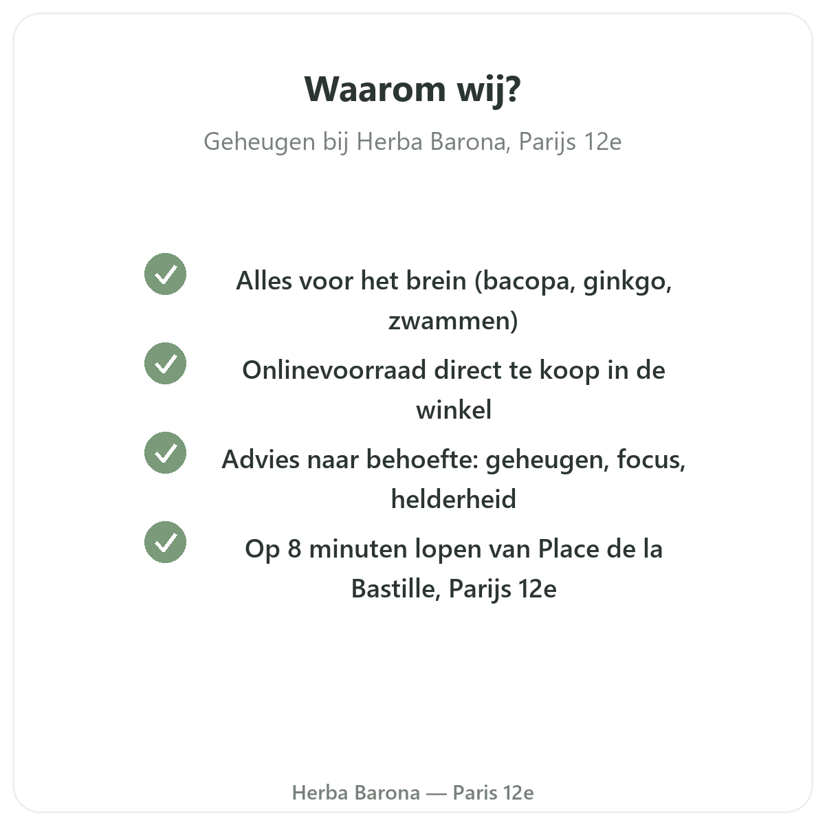 Waarom Geheugen en concentratie kopen bij Herba Barona in Parijs 12e