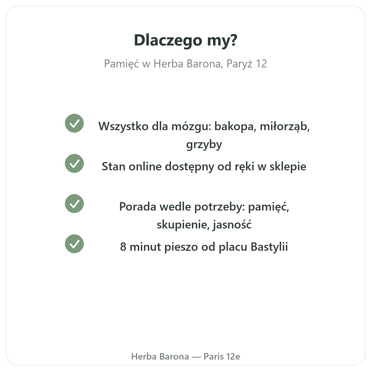 Dlaczego warto kupić produkty na pamięć i koncentrację w Paryżu w Herba Barona Paryż 12