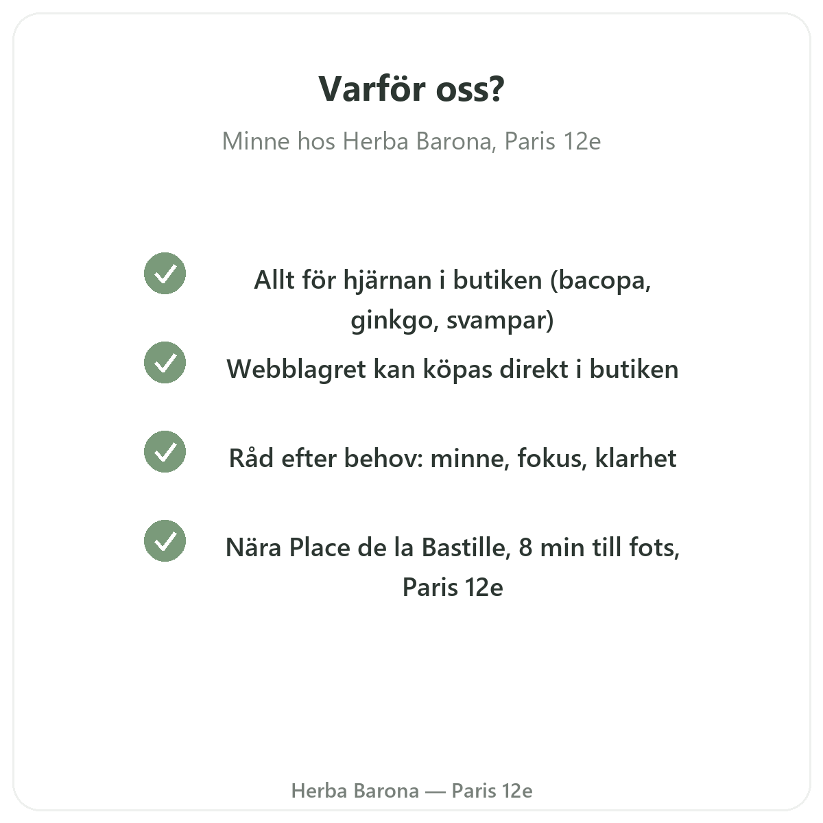 Varför köpa minne och koncentration i Paris hos Herba Barona Paris 12e