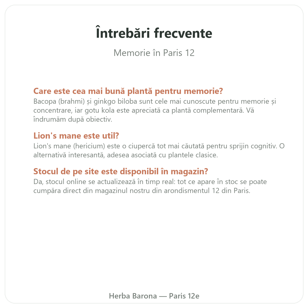 Întrebări frecvente Memorie concentrare Paris la Paris - Herba Barona Paris, arondismentul 12