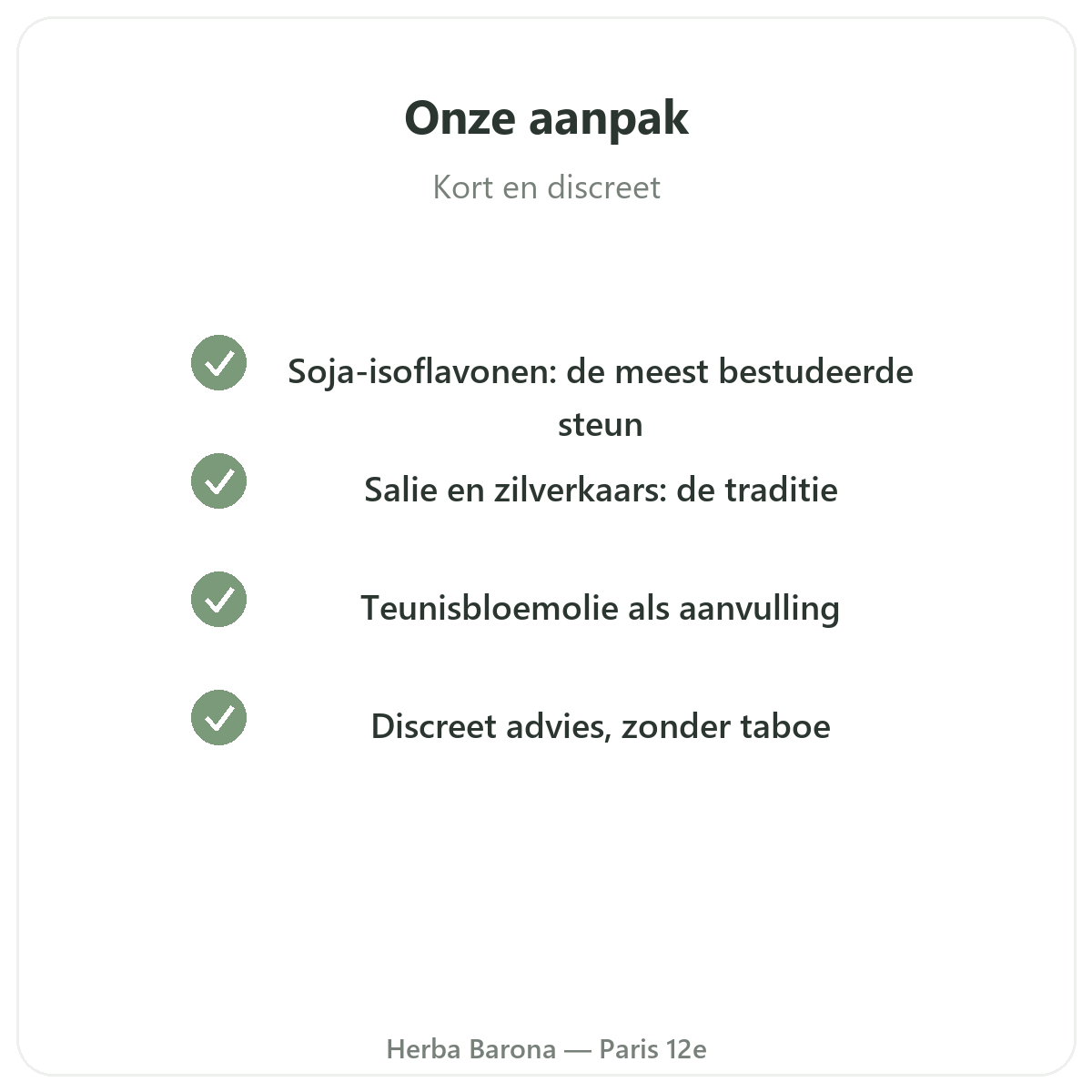 Menopauze-supplementen - belangrijkste actieve stoffen bij Herba Barona Parijs 12e