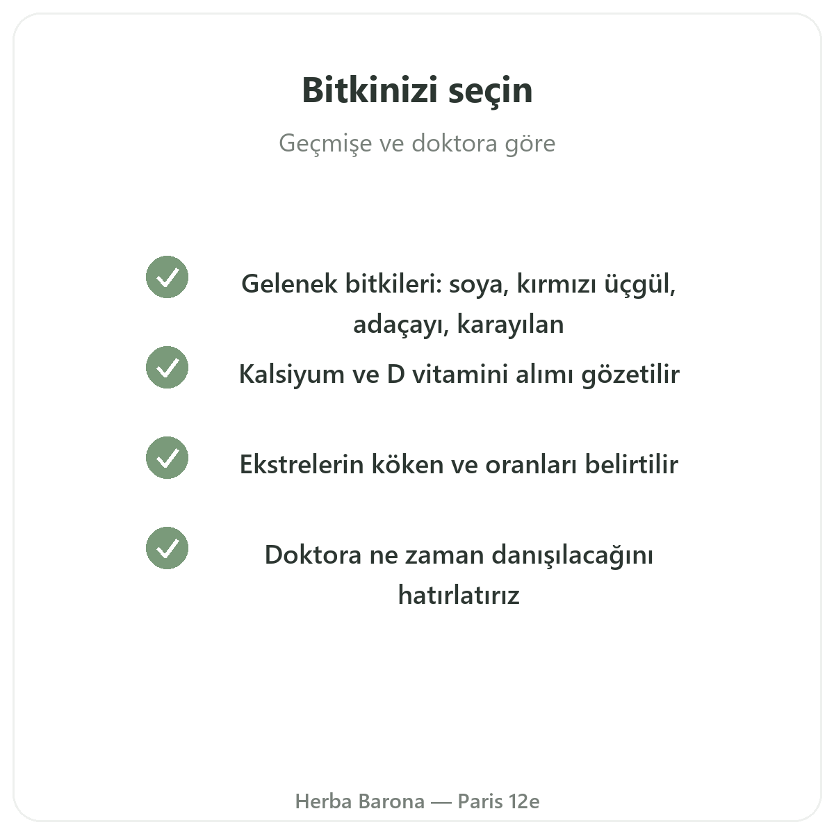 Menopoz takviyeleri - Herba Barona Paris 12. bölgede seçilecek başlıca etkin bileşenler