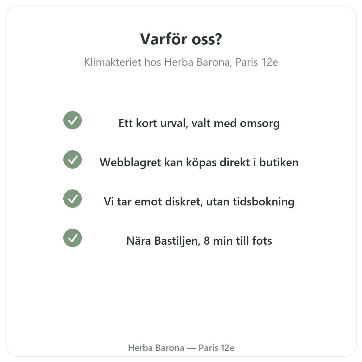 Varför köpa kosttillskott för klimakteriet i Paris hos Herba Barona Paris 12e