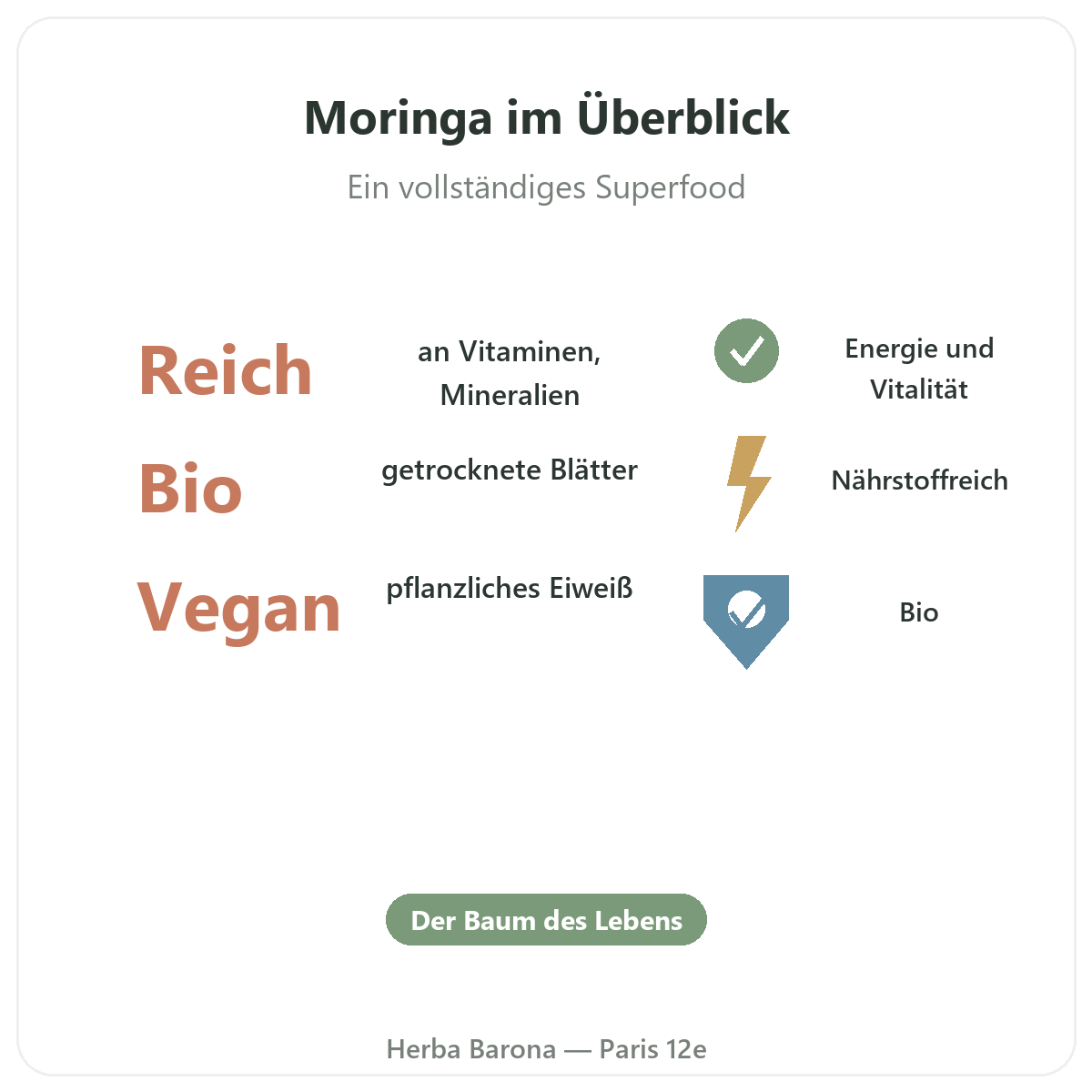 Moringa Paris auf einen Blick - Kennzahlen bei Herba Barona Paris 12e