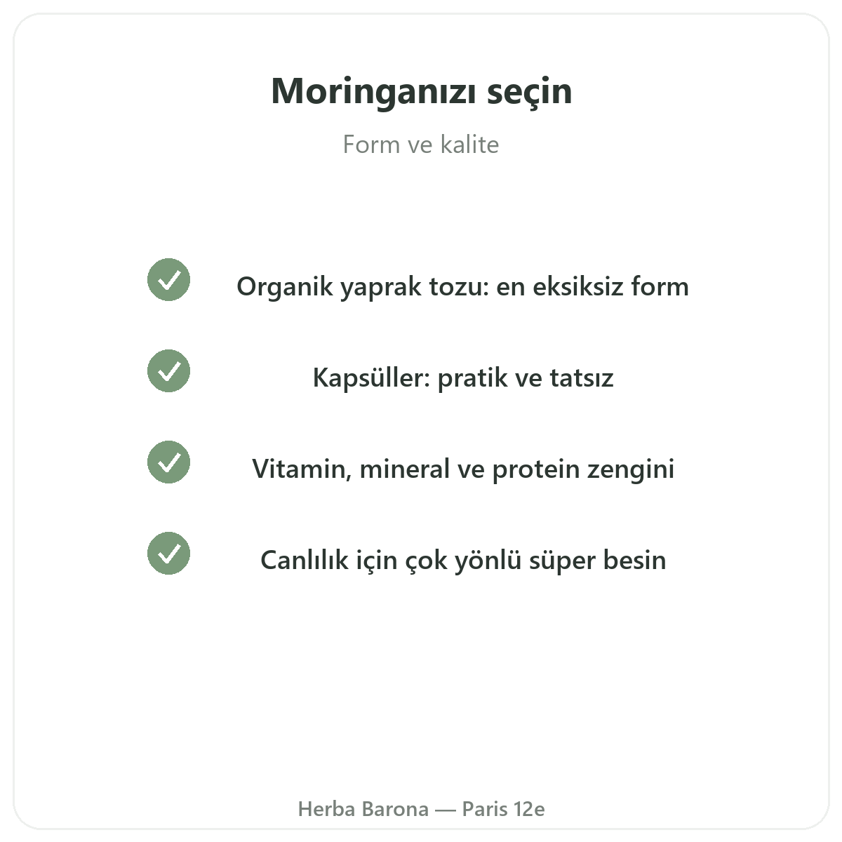 Moringa Paris - Herba Barona kalite taahhütleri, Paris 12. bölge