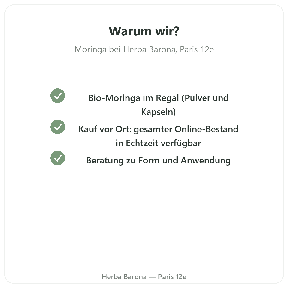 Warum Moringa in Paris bei Herba Barona kaufen Paris 12e