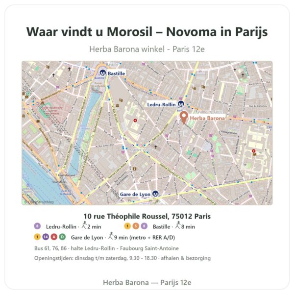 Waar vindt u Morosil – Novoma in Parijs - winkelplattegrond Herba Barona Paris 12e