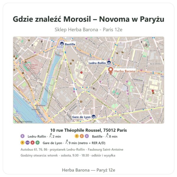 Gdzie znaleźć Morosil – Novoma w Paryżu - mapa sklepu Herba Barona Paris 12e