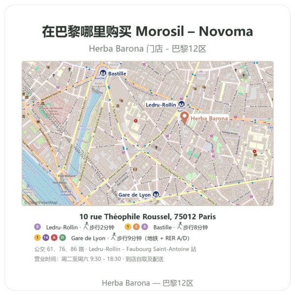Morosil – Novoma 巴黎哪里能买到 - 门店地图 Herba Barona Paris 12e