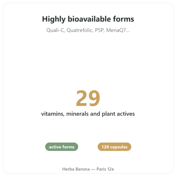 Multivitamin Complex – Novoma – 120 capsules benefits and key facts Paris Herba Barona
