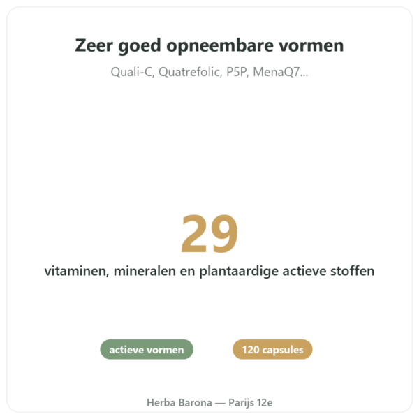 Multivitamines Novoma 120 capsules voordelen en kerngegevens Paris Herba Barona