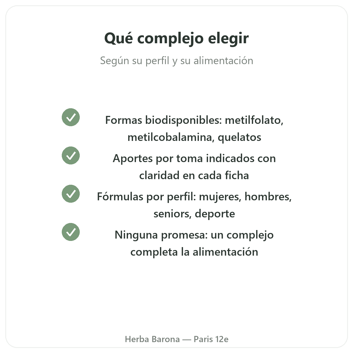 Multivitaminas - activos clave a elegir en Herba Barona París 12e