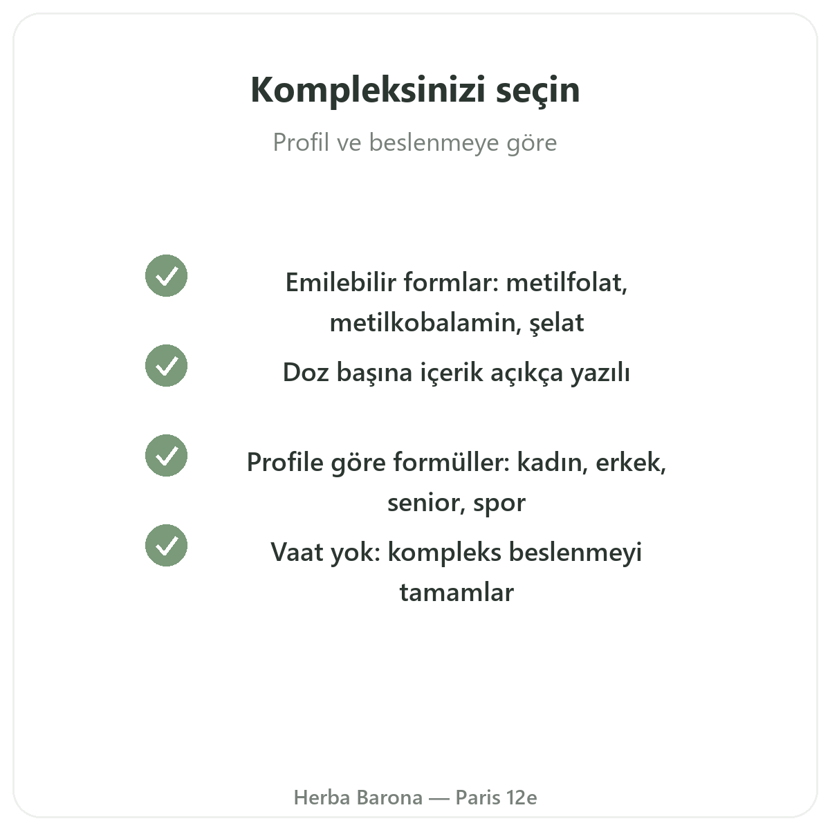Multivitamin - Herba Barona Paris 12. bölgede seçilecek temel etkin maddeler