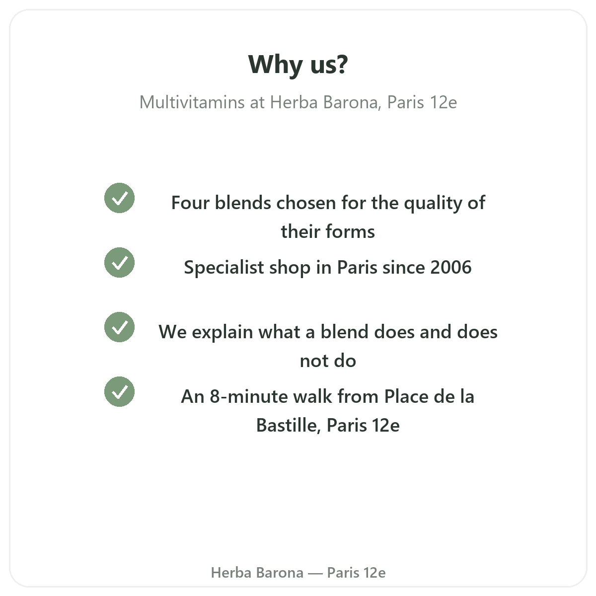 Why buy Multivitamins in Paris at Herba Barona Paris 12th