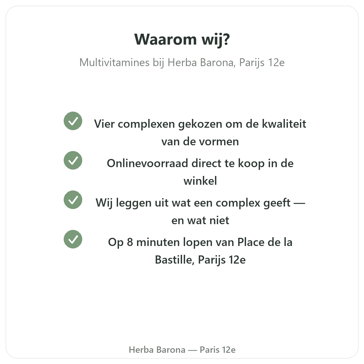 Pourquoi acheter Multivitamines a Paris chez Herba Barona Paris 12e