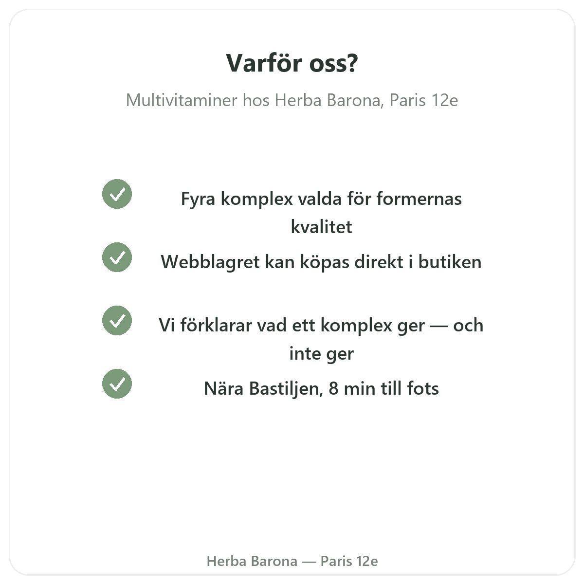 Varför köpa Multivitaminer i Paris hos Herba Barona Paris 12e