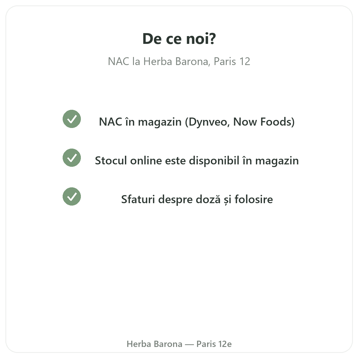 De ce să cumpărați NAC Paris la Paris, de la Herba Barona Paris, arondismentul 12
