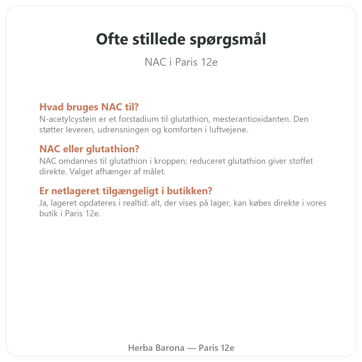 Ofte stillede spørgsmål NAC Paris i Paris - Herba Barona Paris 12