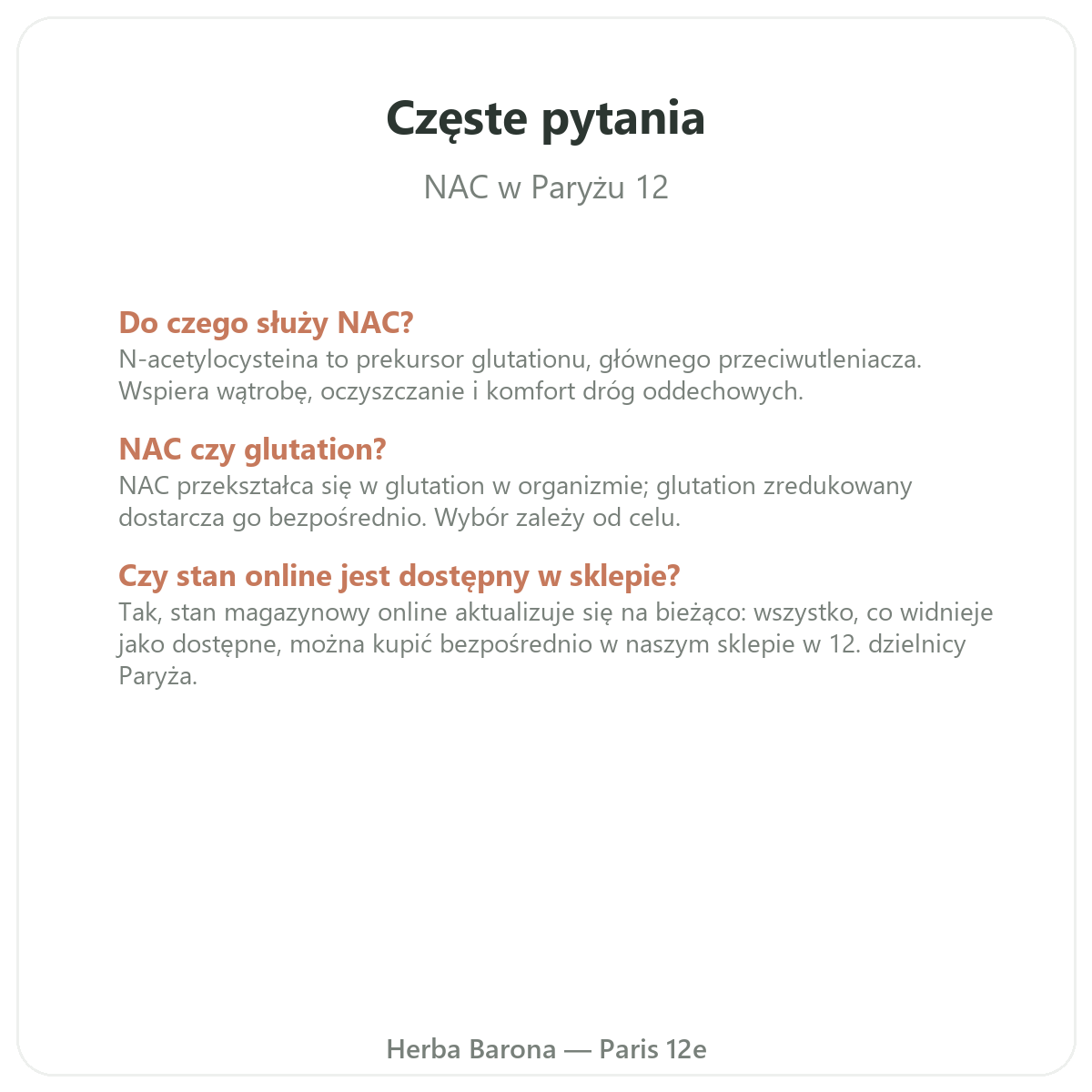 Najczęstsze pytania o NAC – wysyłka do Polski z Herba Barona