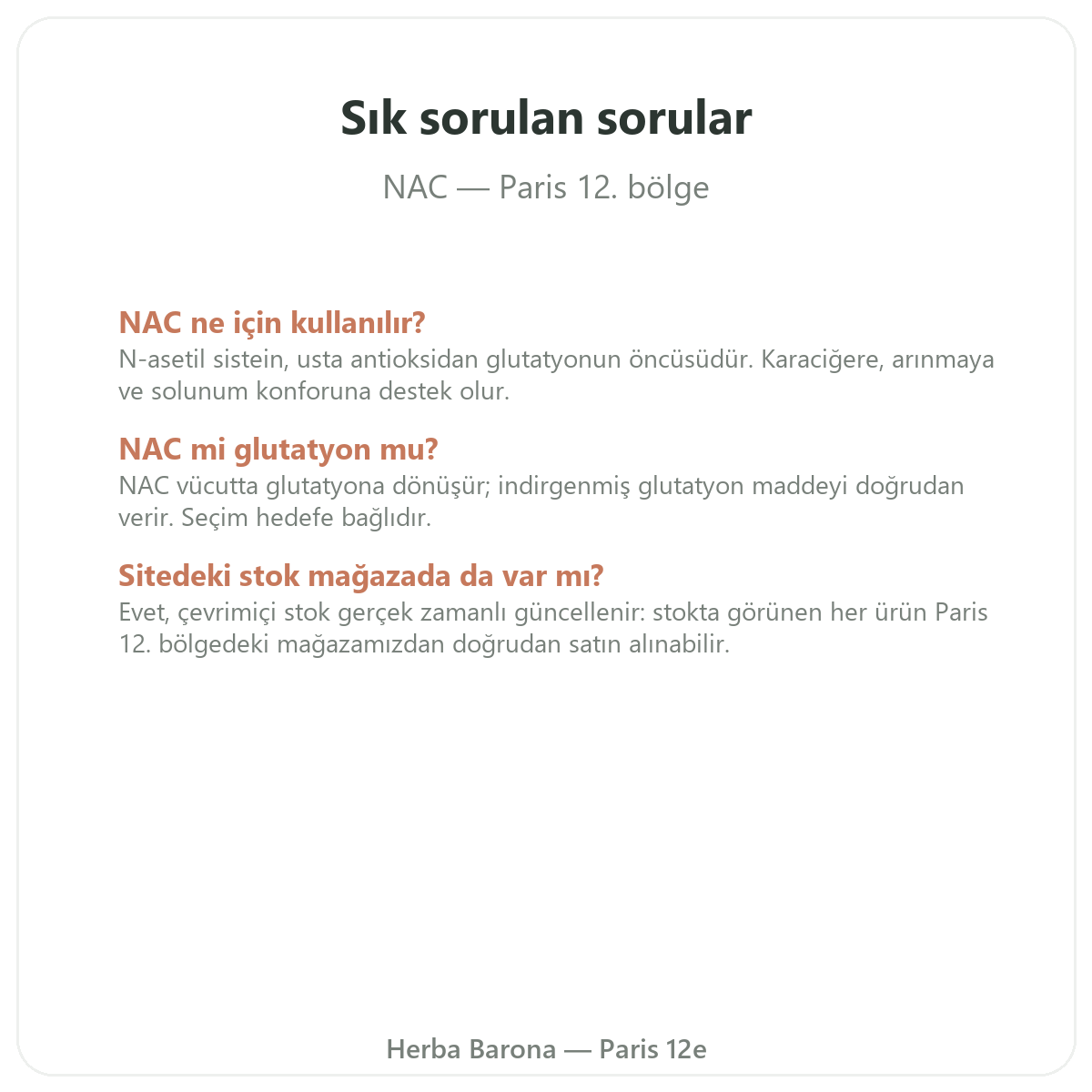 Paris’te NAC sıkça sorulan sorular - Herba Barona Paris 12. bölge