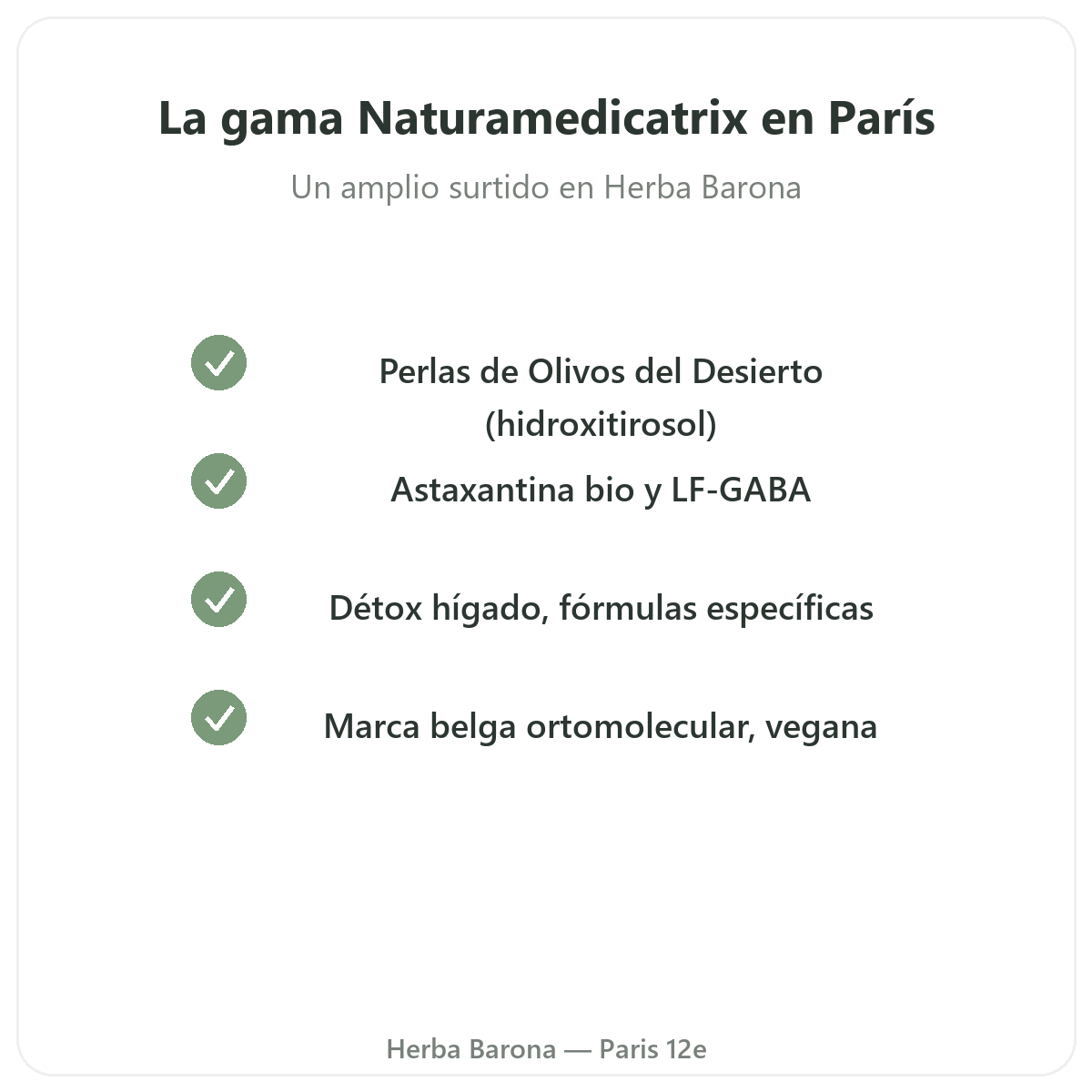 Gama de productos NaturaMedicatrix en París en Herba Barona París 12e