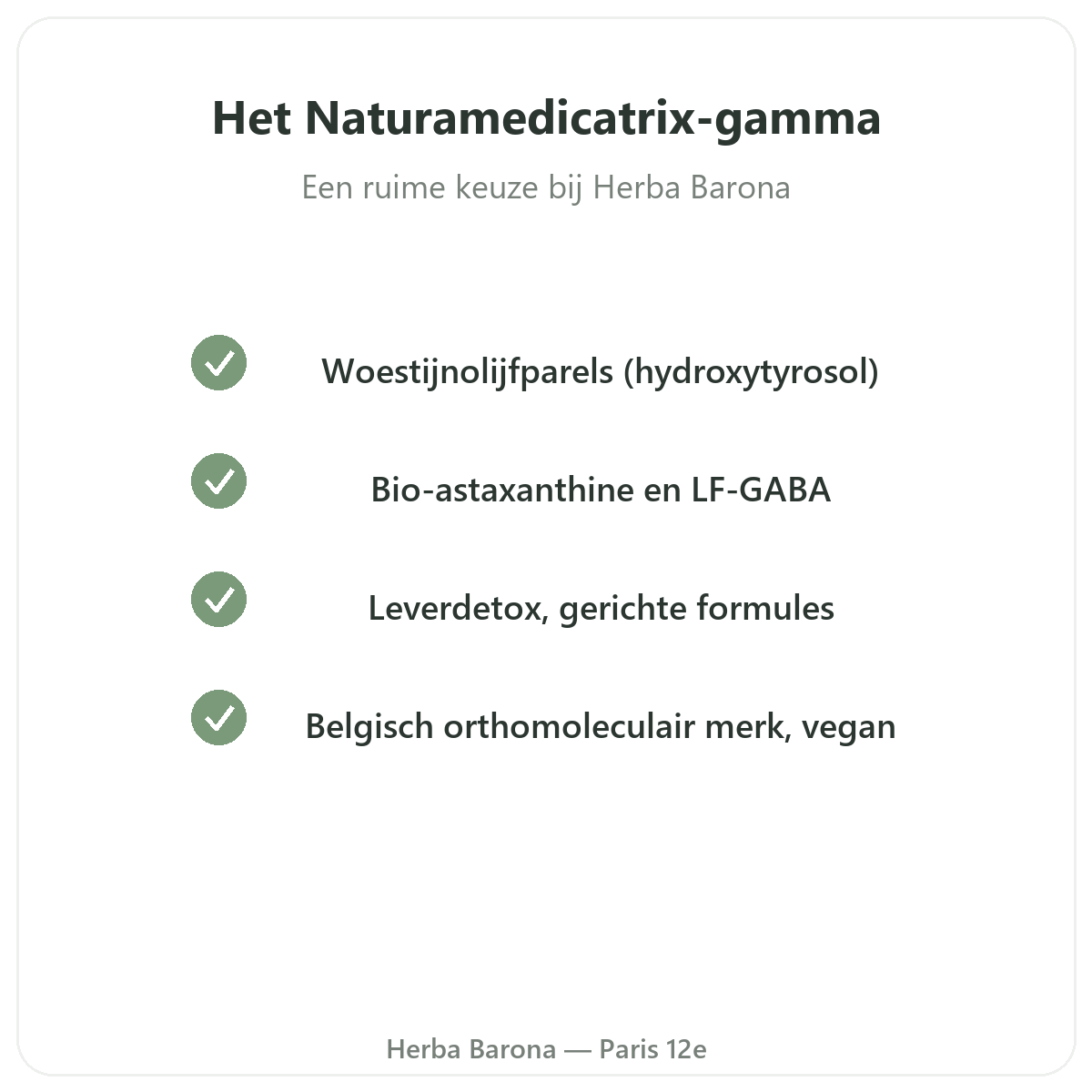 Het Naturamedicatrix-assortiment in Parijs bij Herba Barona Parijs