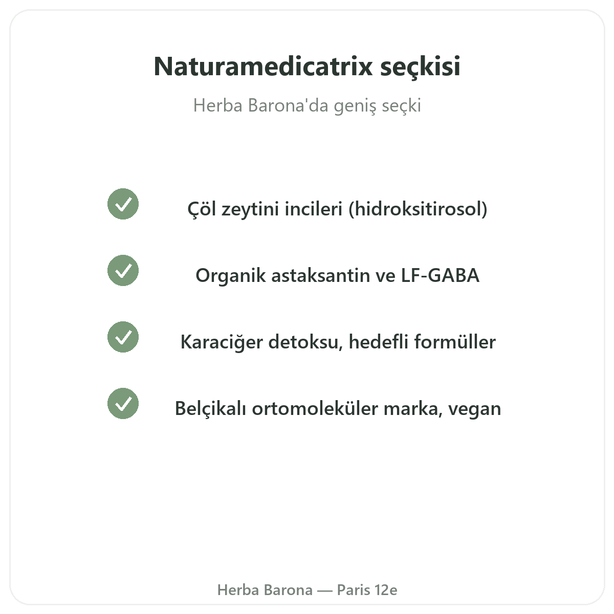 Paris’te Naturamedicatrix ürün gamı - Herba Barona Paris 12. bölge