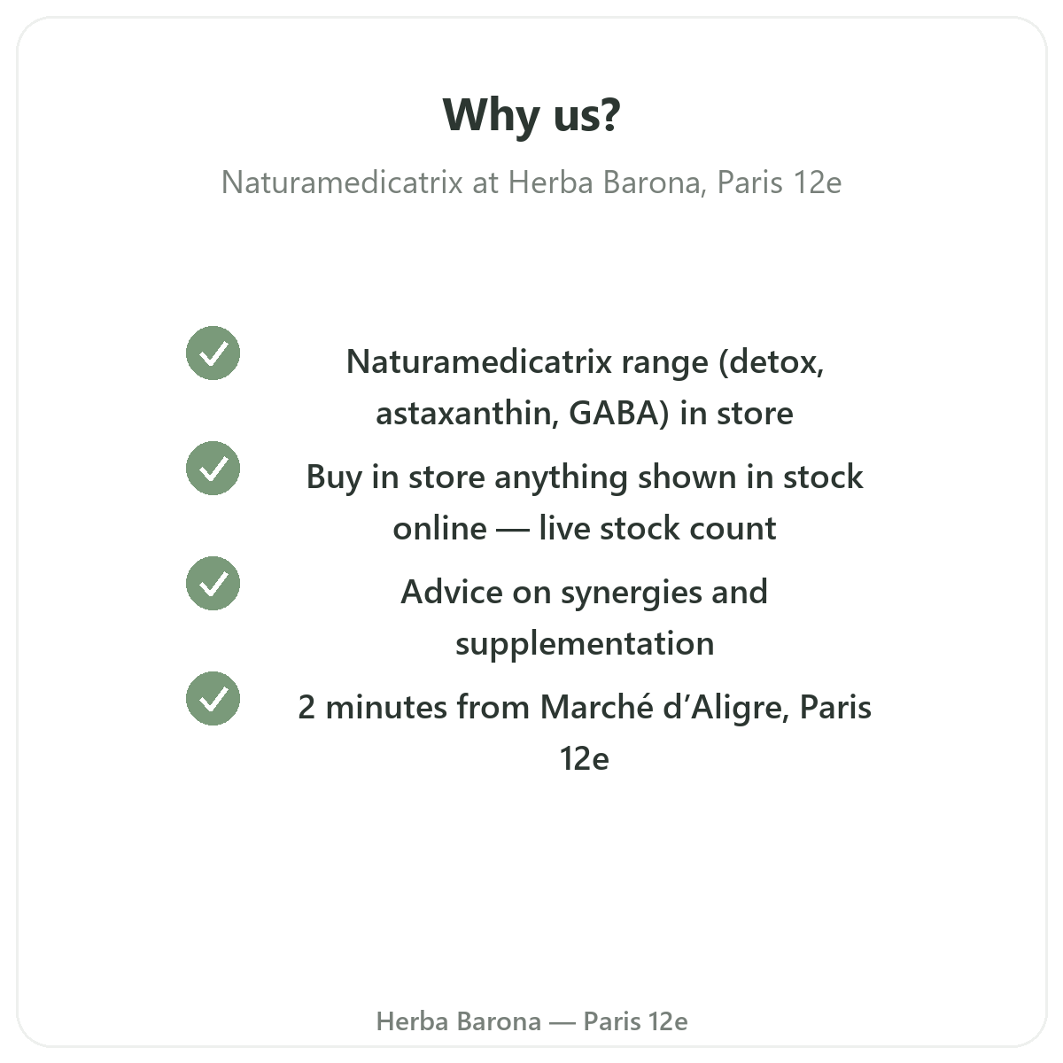 Why buy Naturamedicatrix in Paris at Herba Barona Paris 12th