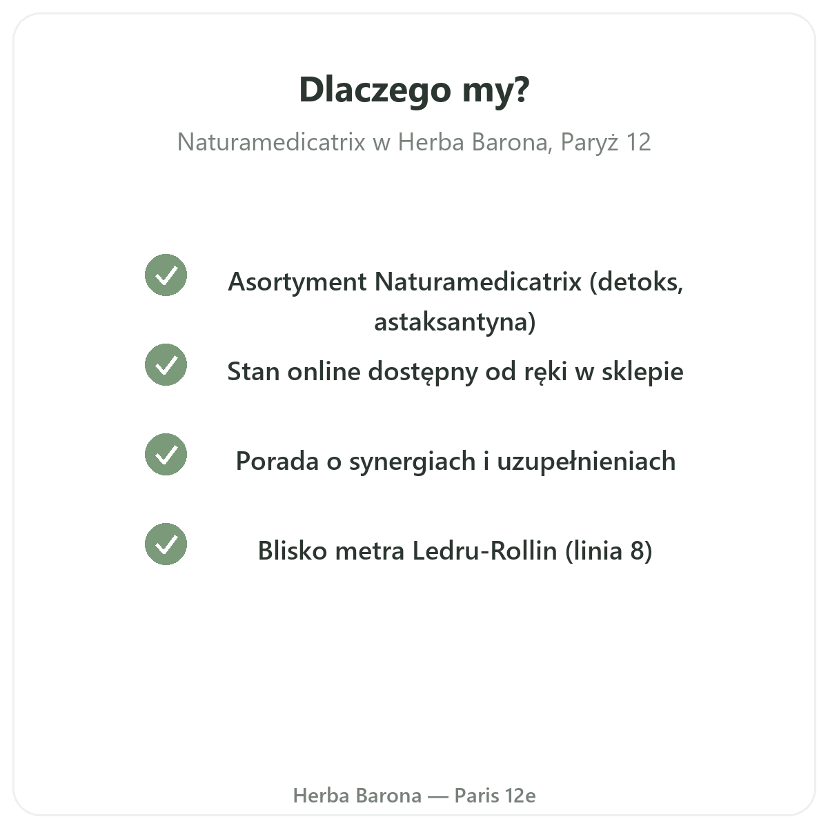 Dlaczego warto kupować Naturamedicatrix w Herba Barona - wysyłka do Polski