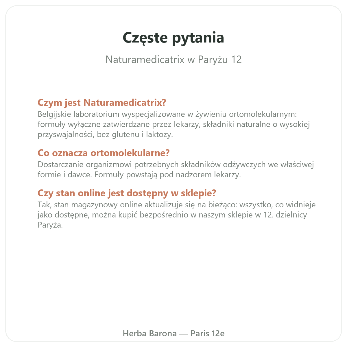 Najczęstsze pytania o Naturamedicatrix w Polsce - Herba Barona - wysyłka do Polski