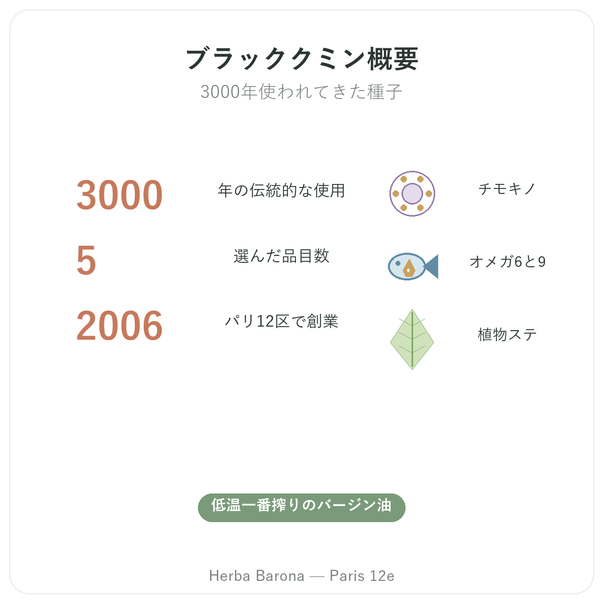 ニゲラ パリ 概要 - 主要データ Herba Barona パリ12区