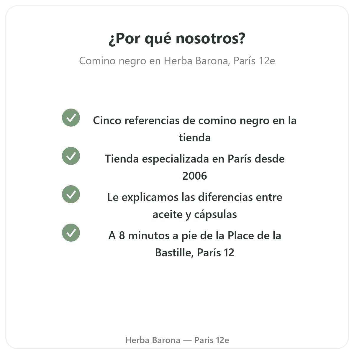 Por qué comprar comino negro en París en Herba Barona París 12e