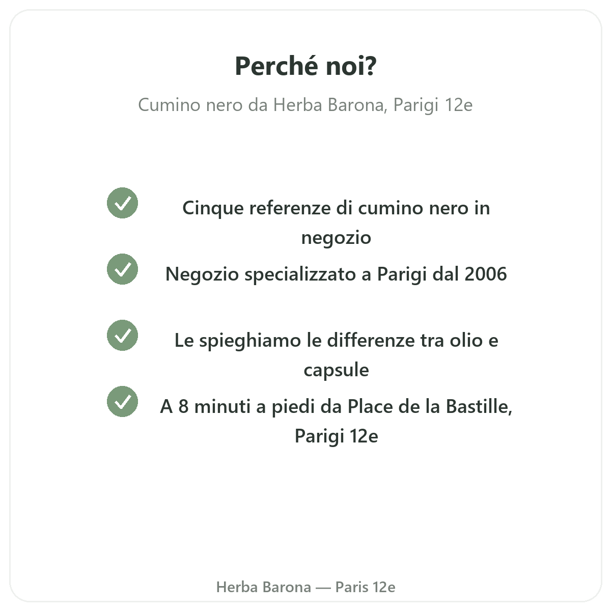 Perché acquistare cumino nero a Parigi da Herba Barona Parigi 12e