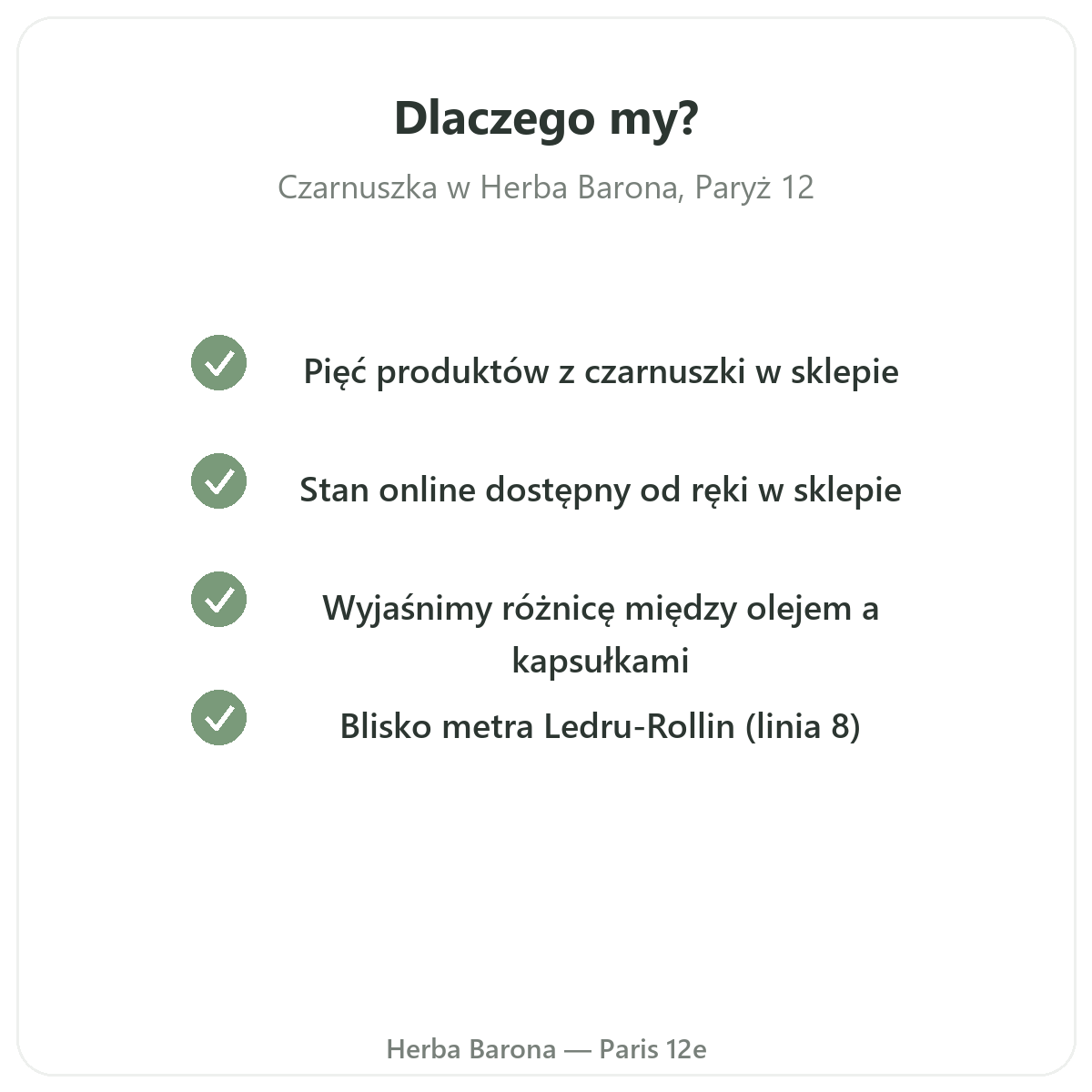 Dlaczego kupić czarnuszkę w Polsce w Herba Barona z Paryża