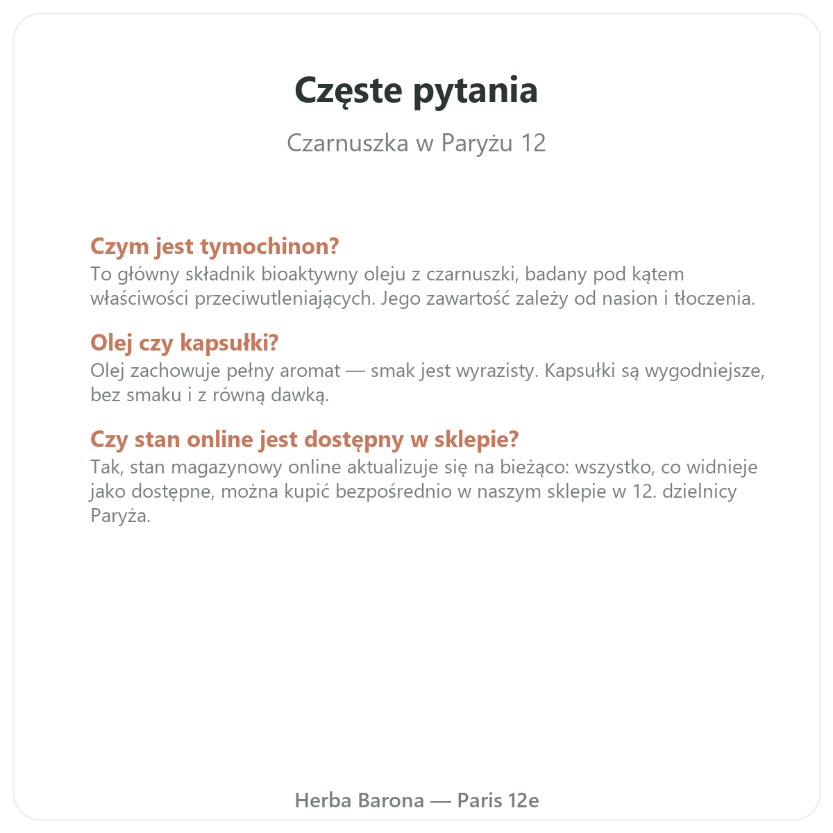 Najczęściej zadawane pytania o czarnuszkę - Herba Barona, wysyłka do Polski