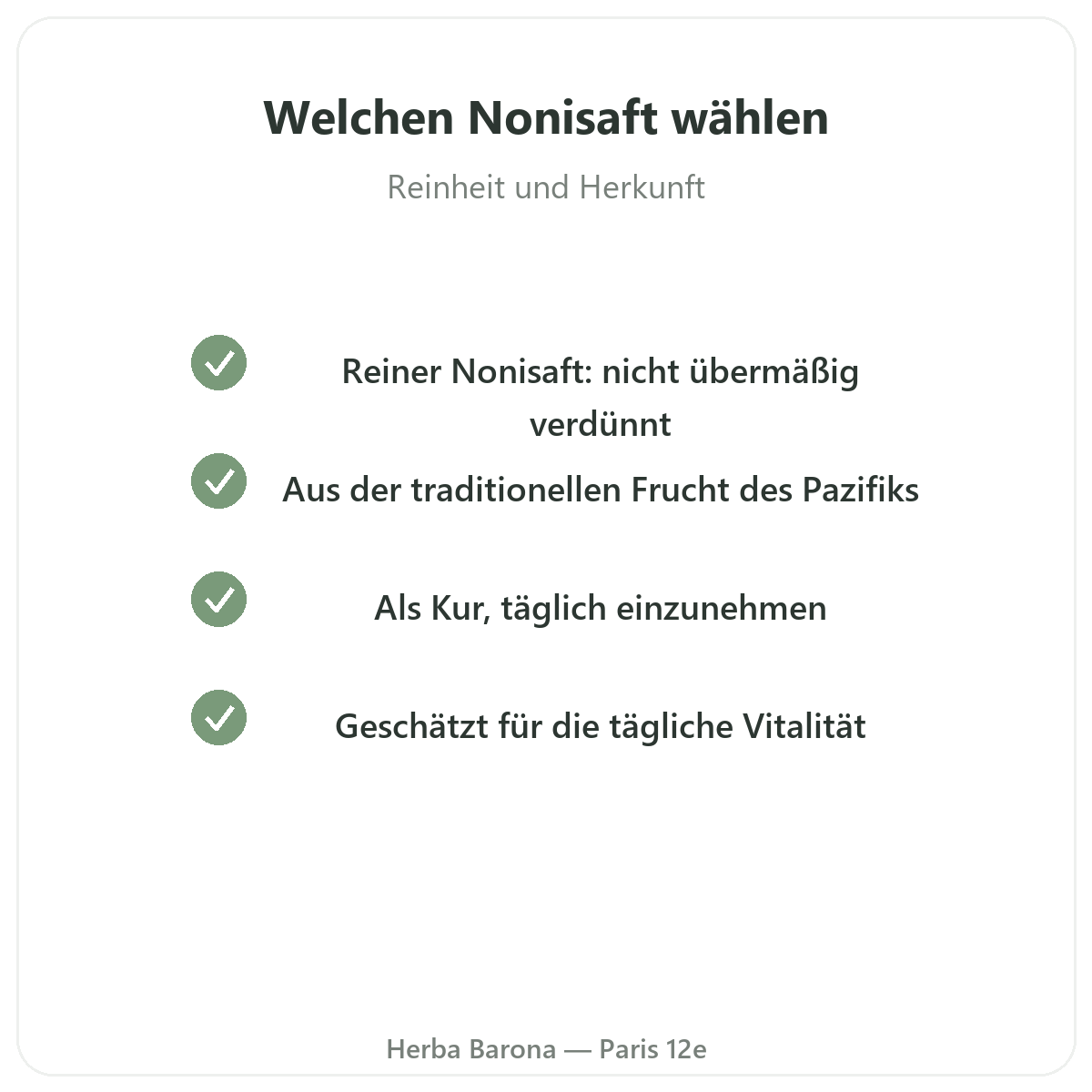 Noni-Saft Paris - Qualitätsversprechen bei Herba Barona Paris 12e