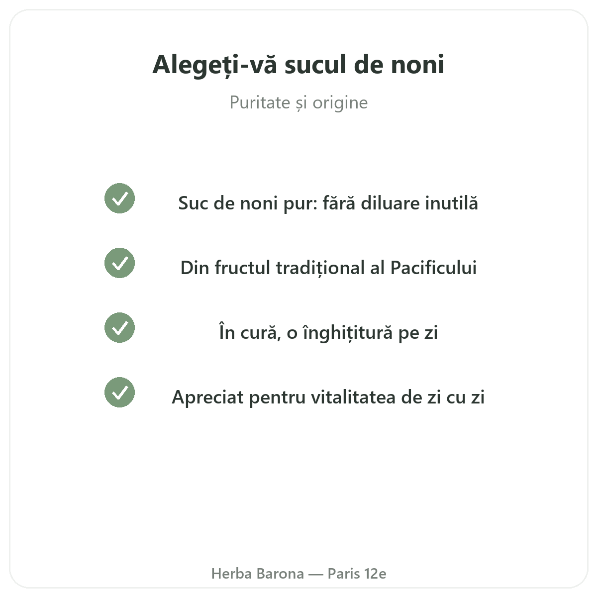 Suc de noni Paris - angajamente de calitate la Herba Barona Paris, arondismentul 12