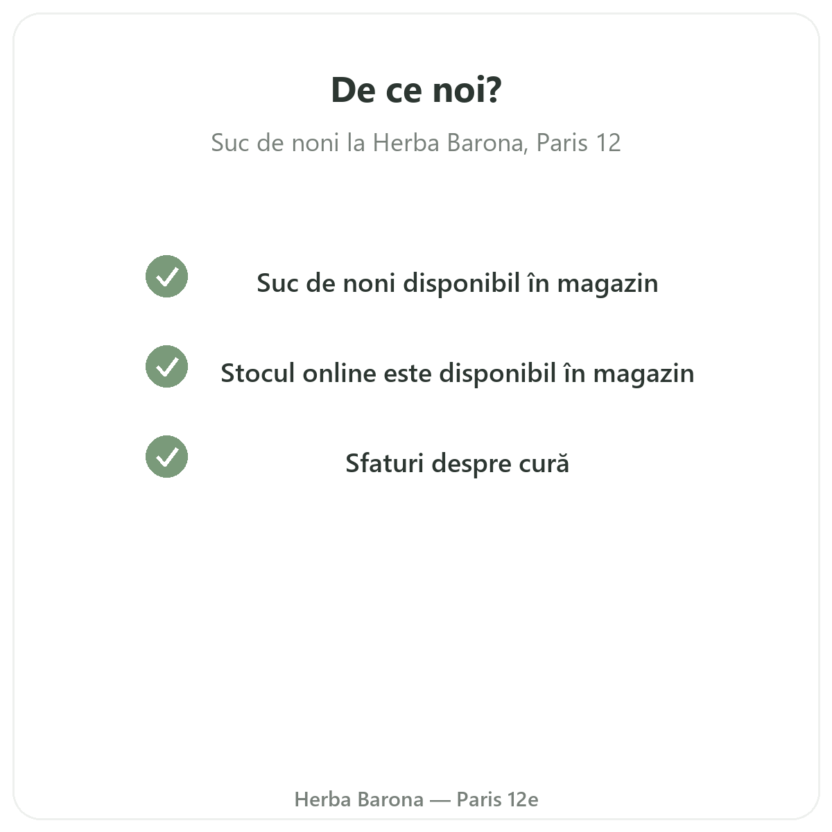 De ce să cumpărați suc de noni Paris la Paris de la Herba Barona Paris, arondismentul 12