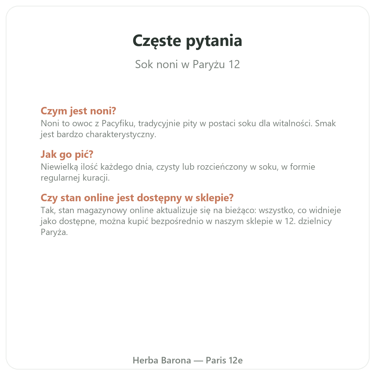 Najczęstsze pytania o Sok z noni – wysyłka do Polski, Herba Barona