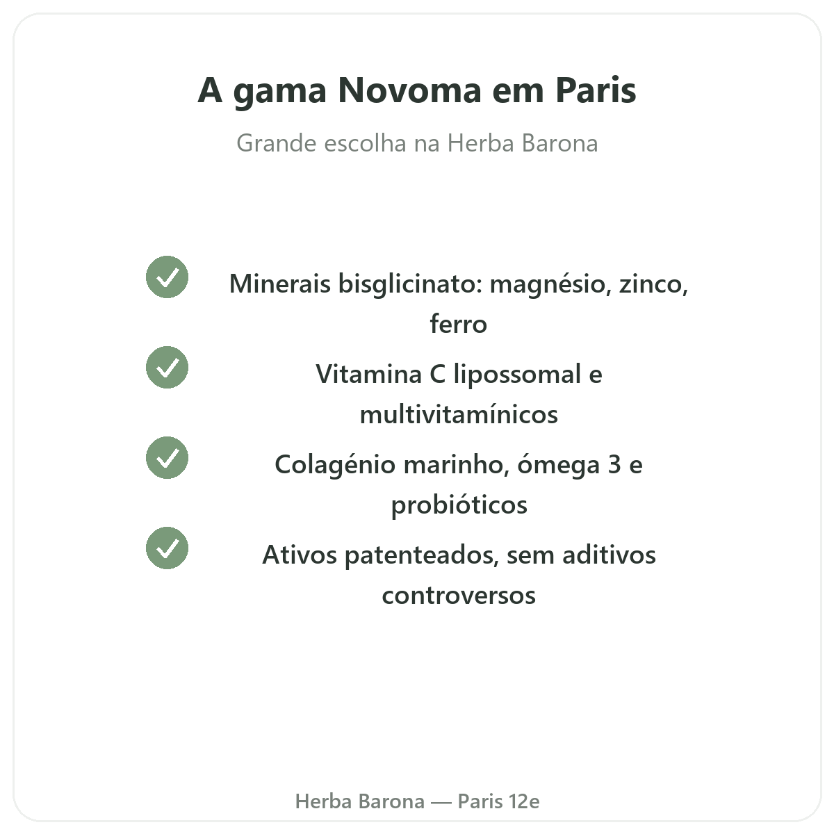 A gama Novoma em Paris - magnésio, colagénio, vitamina C na Herba Barona Paris 12e